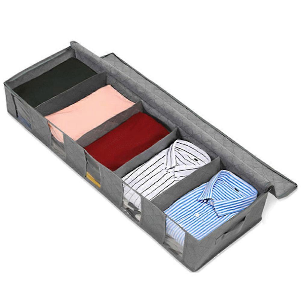 Sac de rangement, commode sous le lit avec fenêtre d’observation transparente et poignées de maintien - rangement pour vêtements, jouets et plus (gris)