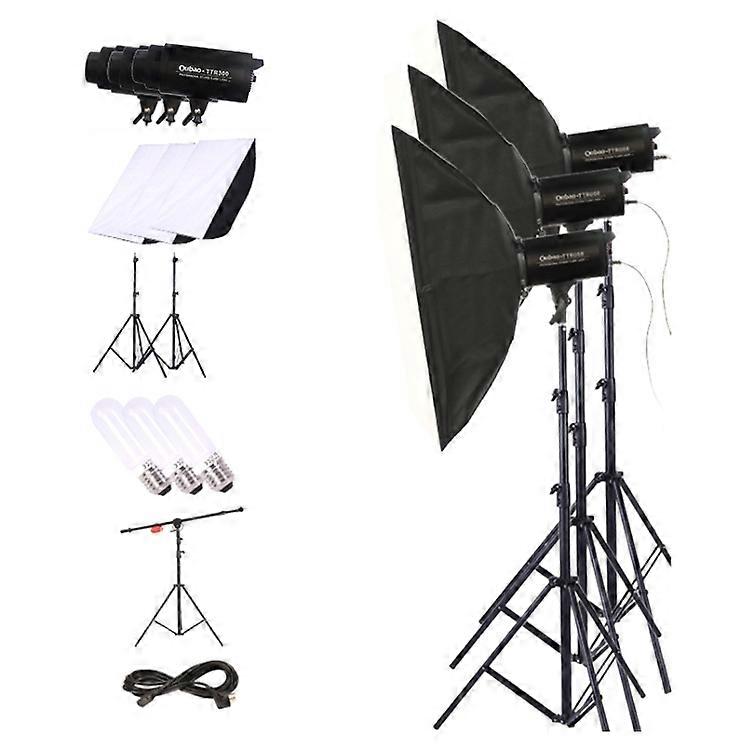 TRIOPO Oubao TTR300W 60x90cm Studio Softbox + 2.8m Tripod Mount + 3 x Light Bulb Photography Lighting Three Piece Set