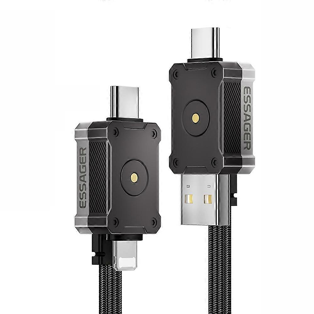 ESSAGER ES-X63 0.25m 4 in 1 Data Cable USB-A/Type-C to Type-C/8Pin Multi-Function Charging Cord