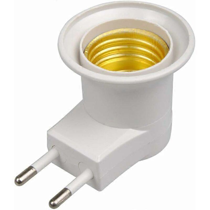 LED Lamp E27 Male Socket EU Type Plug Adapter Converter for Bulb Holder with On/Off Button (White)