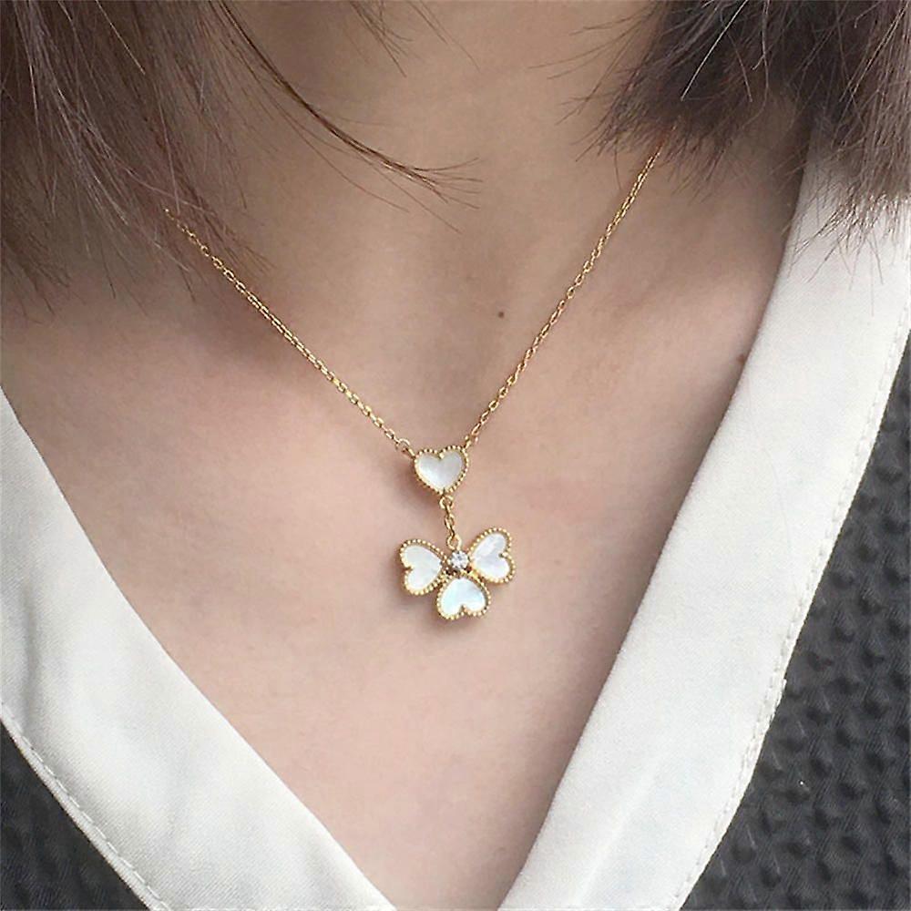 White Mother-of-pearl Heart-shaped Pendant Necklace Ins Niche Design Fashion Love Clavicle Chain
