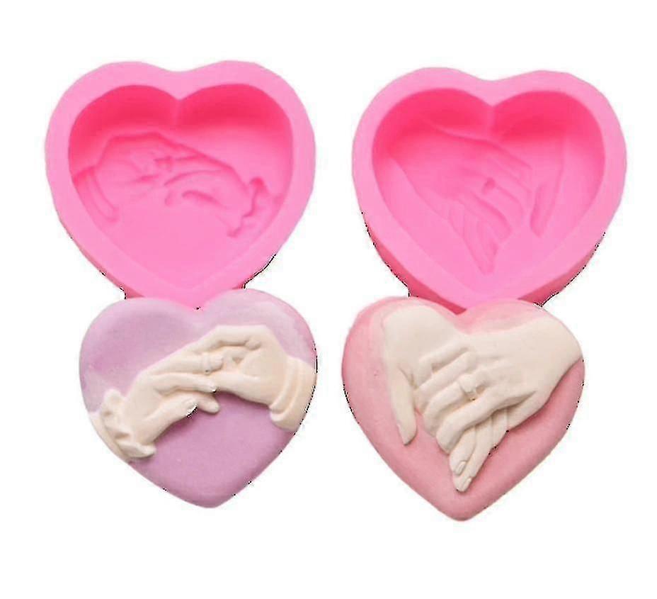 Miniowl-2prece 3Dハートシェイプハンドインハンドシリコンソープモールド