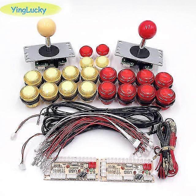 2 Joystick Ade Kit Fai da te Led S Button + Joy + Usb Enr Per Mame Per Raspa Pi 3