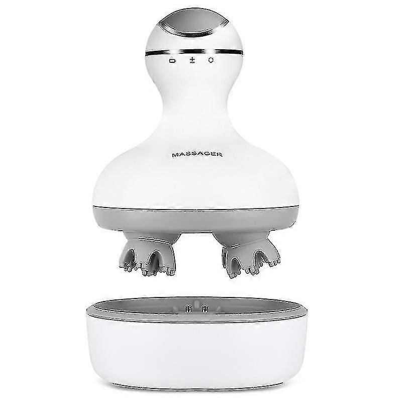 Electric Scalp Massager With 4 Replacement Massage Heads Portable Head Scratcher With Tissue Kneadin