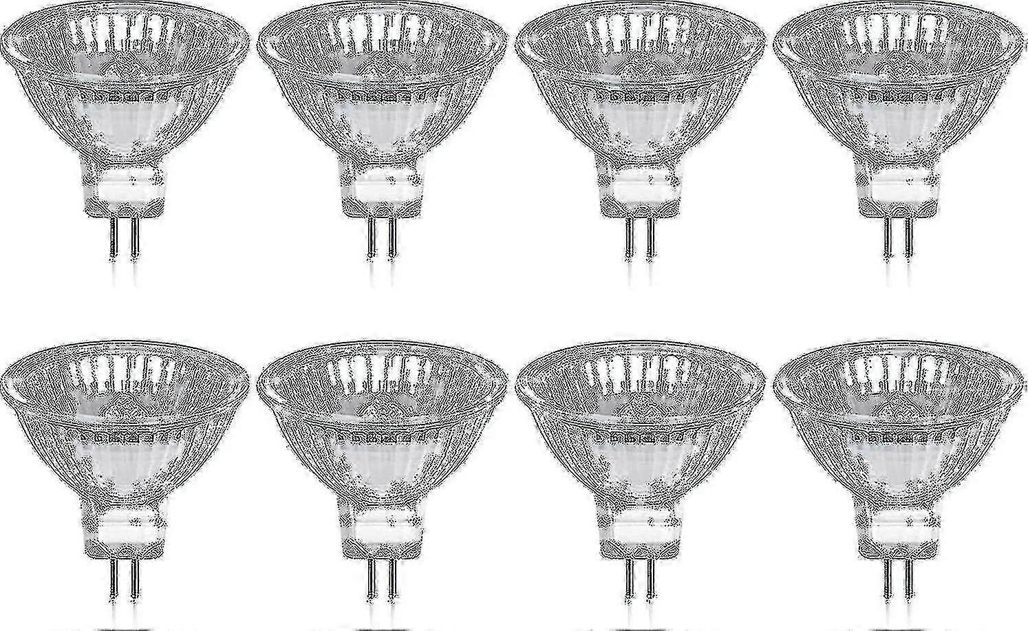 Lot de 8 ampoules halogènes GU5.3 MR16 35 W 12 V à intensité variable - Blanc chaud 2 800 K, 400 lumens, cache en verre