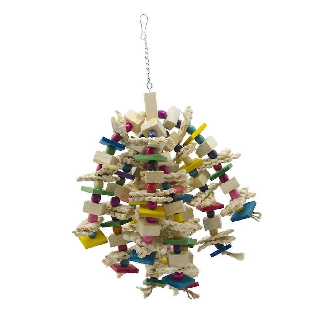 Renkli Ahşap Kuş Çiğneme Oyuncak, Papağan Kafesi Yiyecek Arama Asılı Oyuncak Sultaniyel için