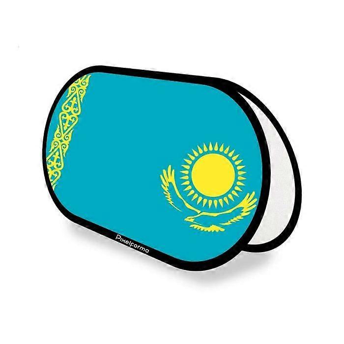 Oval Flag - Kazakhstan - 70 x 120 cm - Polyester - Double-sided printing - Foldable retractable