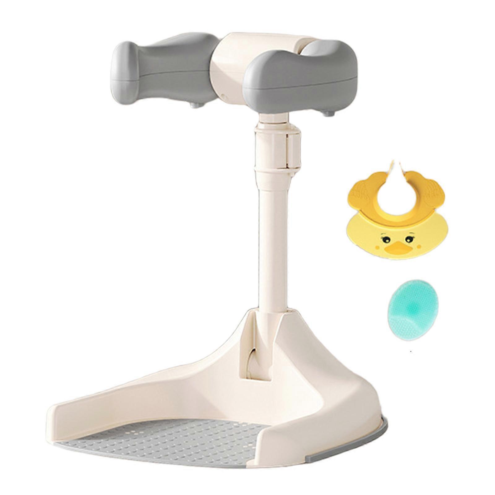 Folding Baby Shower Rack Portable Baby Standing Shower Support Rack Adjustable Shower Stand Portable Bath Helper Gray