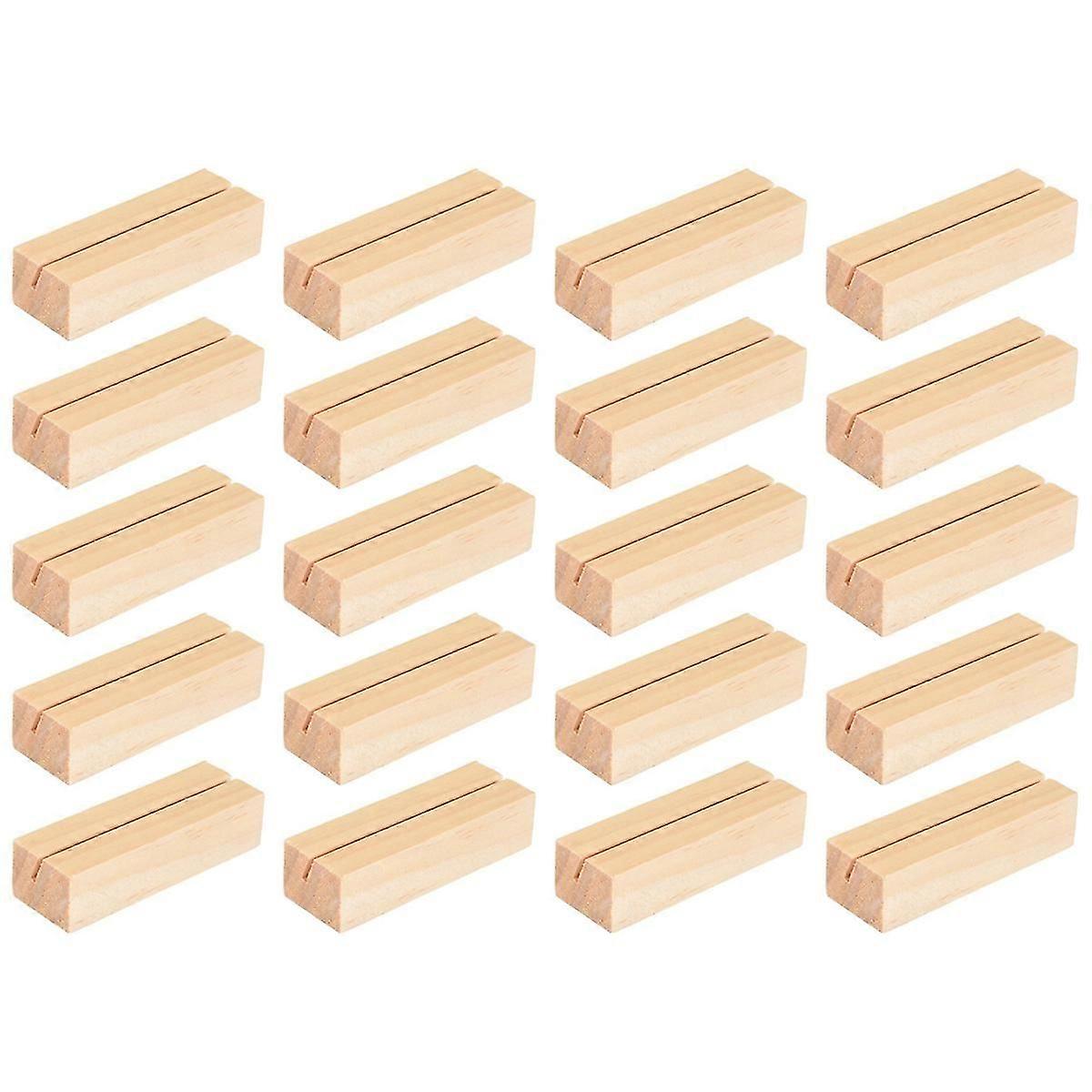 20 Pieces Wood Place Card Holders, Wooden Table Number Holder Memo Stand Clamps Stand Card Desktop M