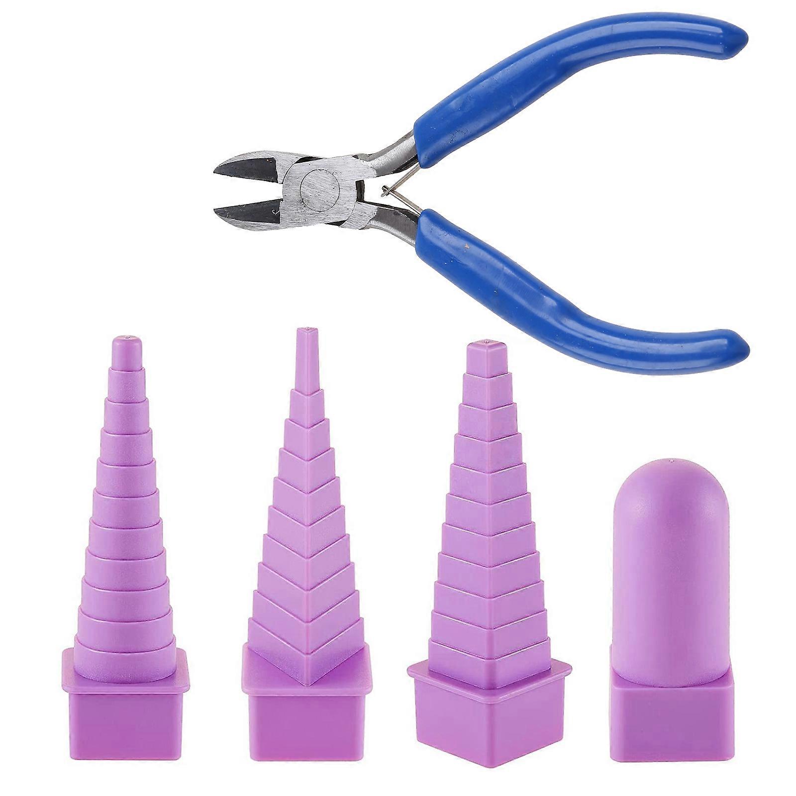 5 Pcs/set Purple Mandrels & Nylon Tip Chain Nose Pliers for Jewelry Making Round Oval for Triangle for Square Wire Wrapp Multicolor