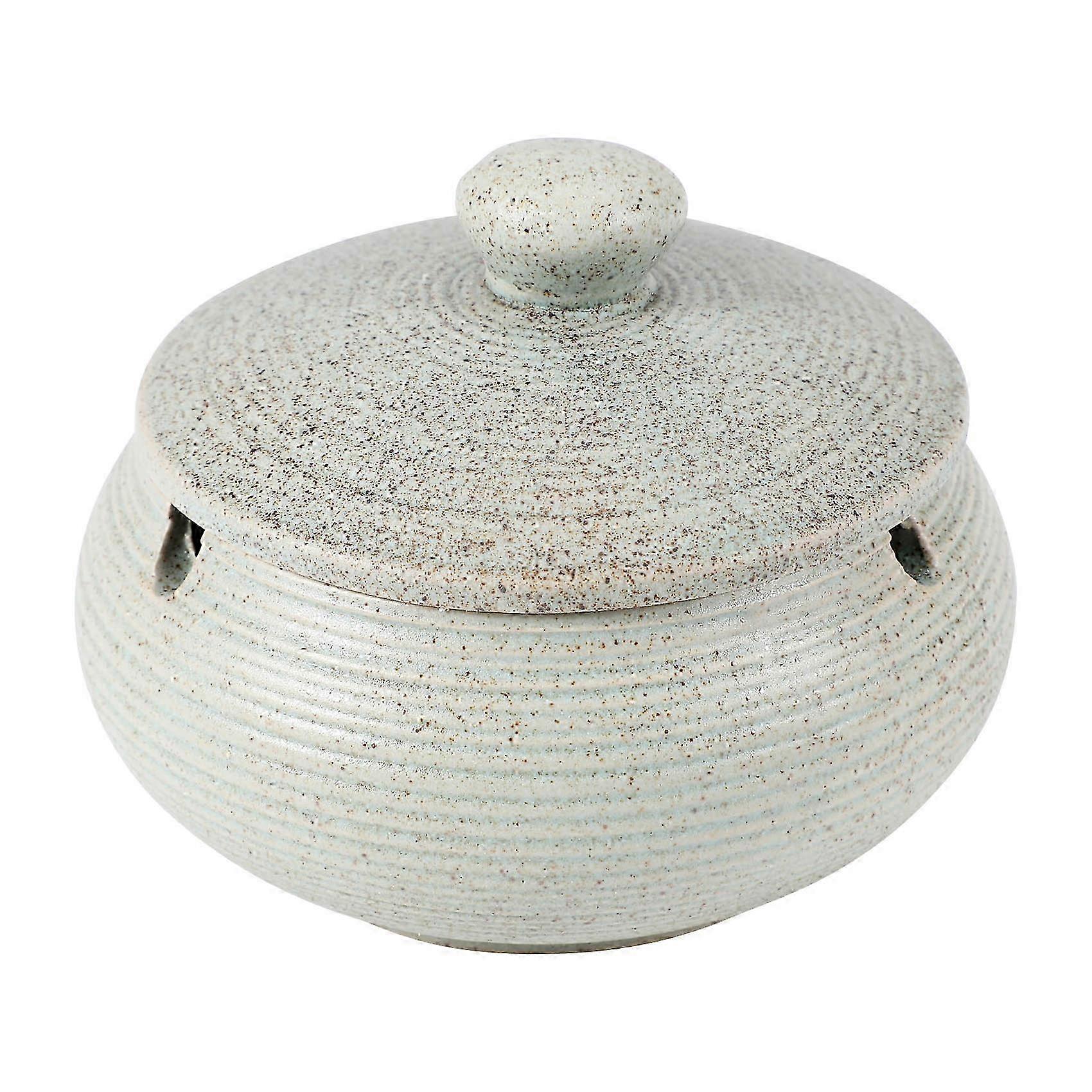 Ceramic Ashtray with Windproof Lid for Indoor Outdoor Use -