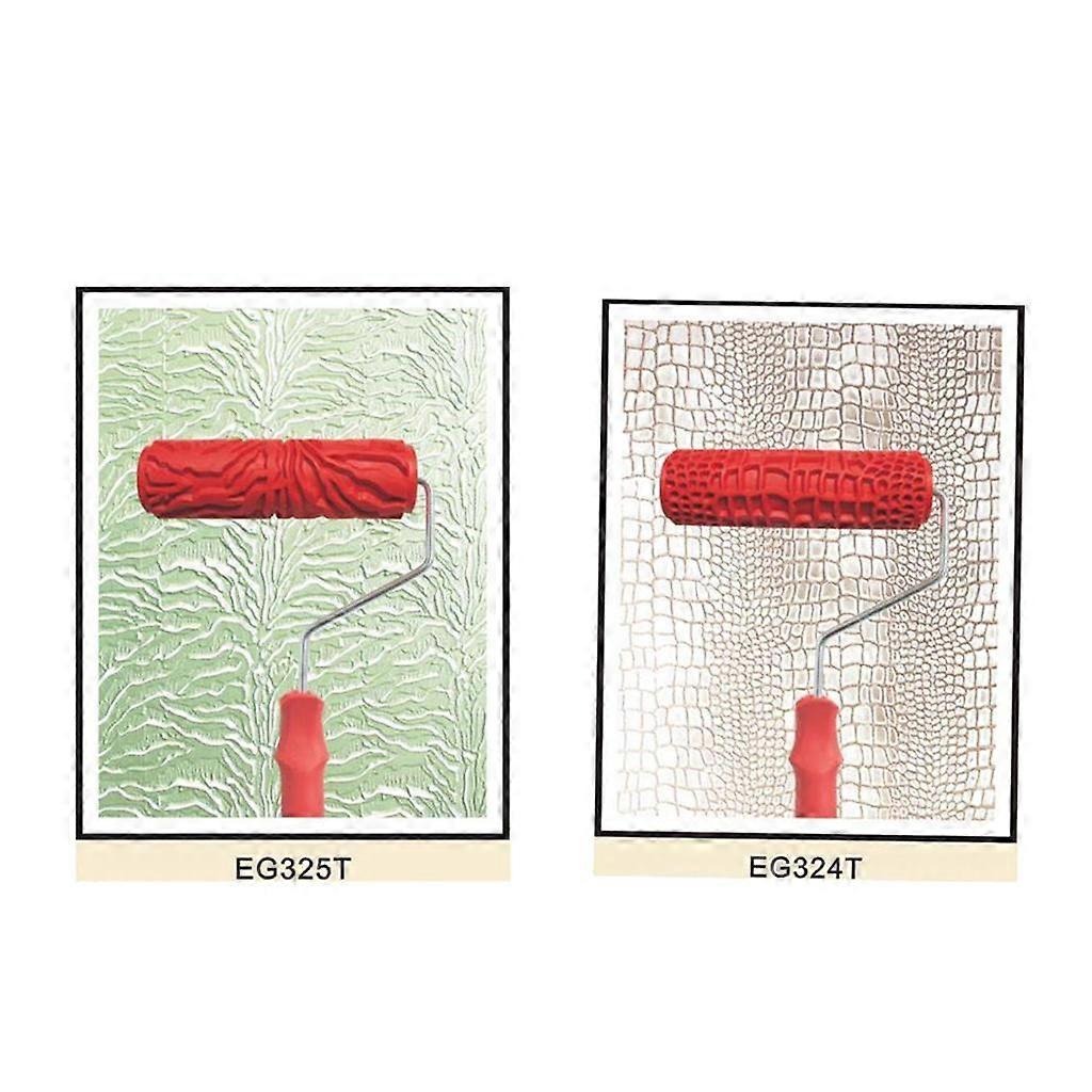 Set 2pcs 7'' Embossed Pattern Painting Roller Brush Tool Decor 3#