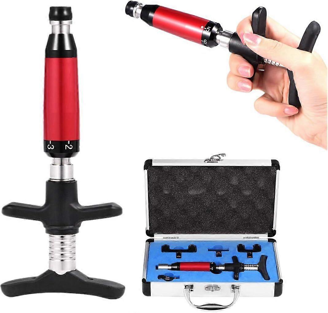 Pistola Chiropratica Attivatore Colonna Vertebrale 6 Livelli 4 Teste (Rosso)
