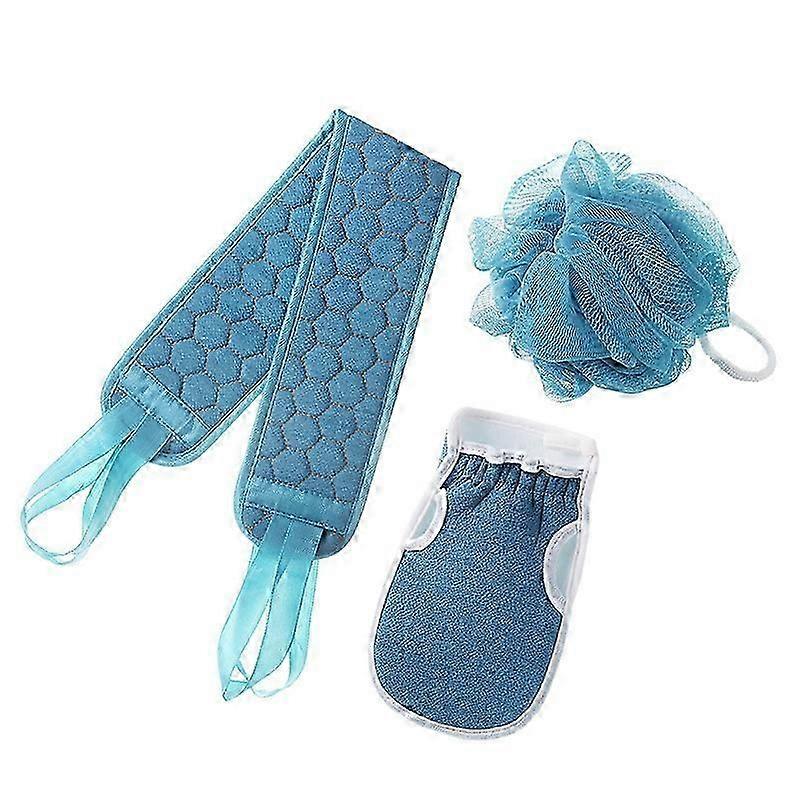 Exfoliating Gloves, Bath Flowers, Exfoliating Sponge Back Scratcher, 3 in 1 Bath