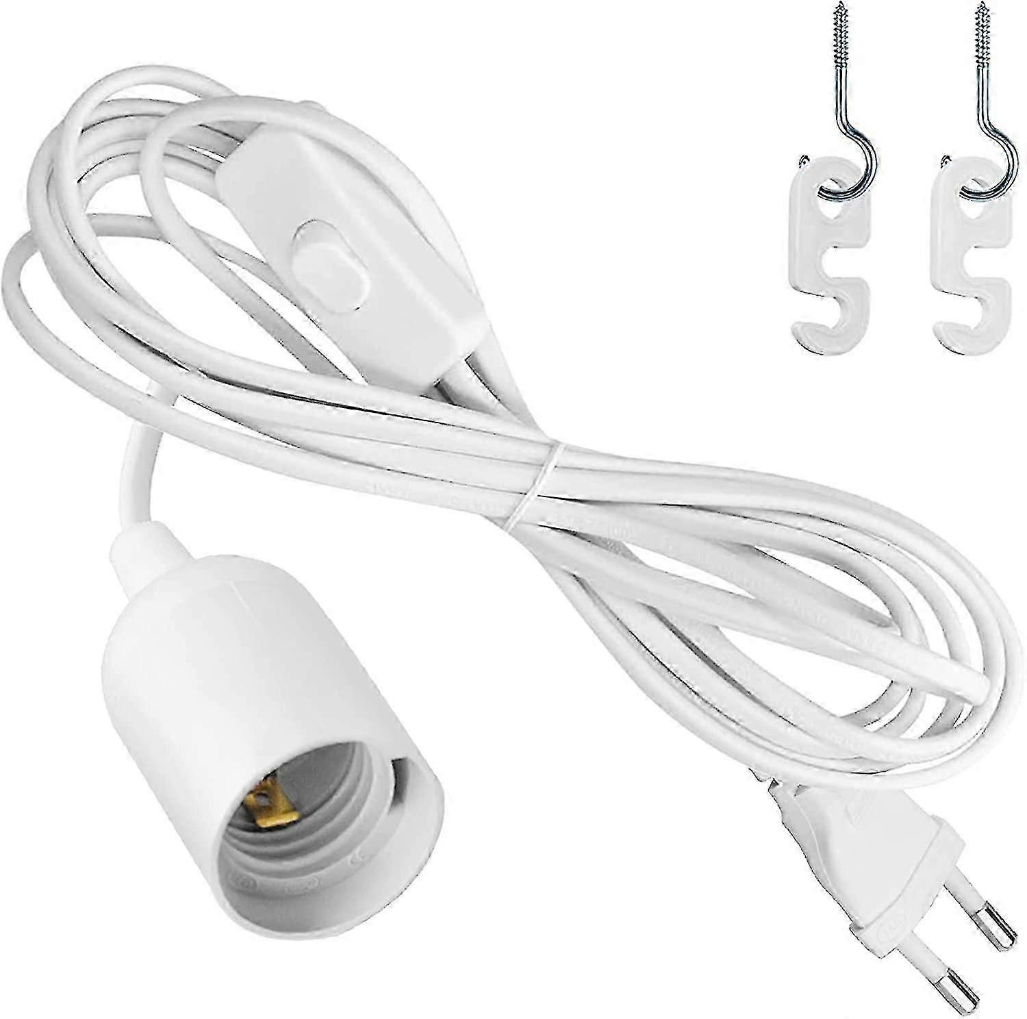 2pcs E27 Pendant Lamp Holder 1.8m E27 Socket With Cable Salt Lamp With Power Cord Plug Adapter White