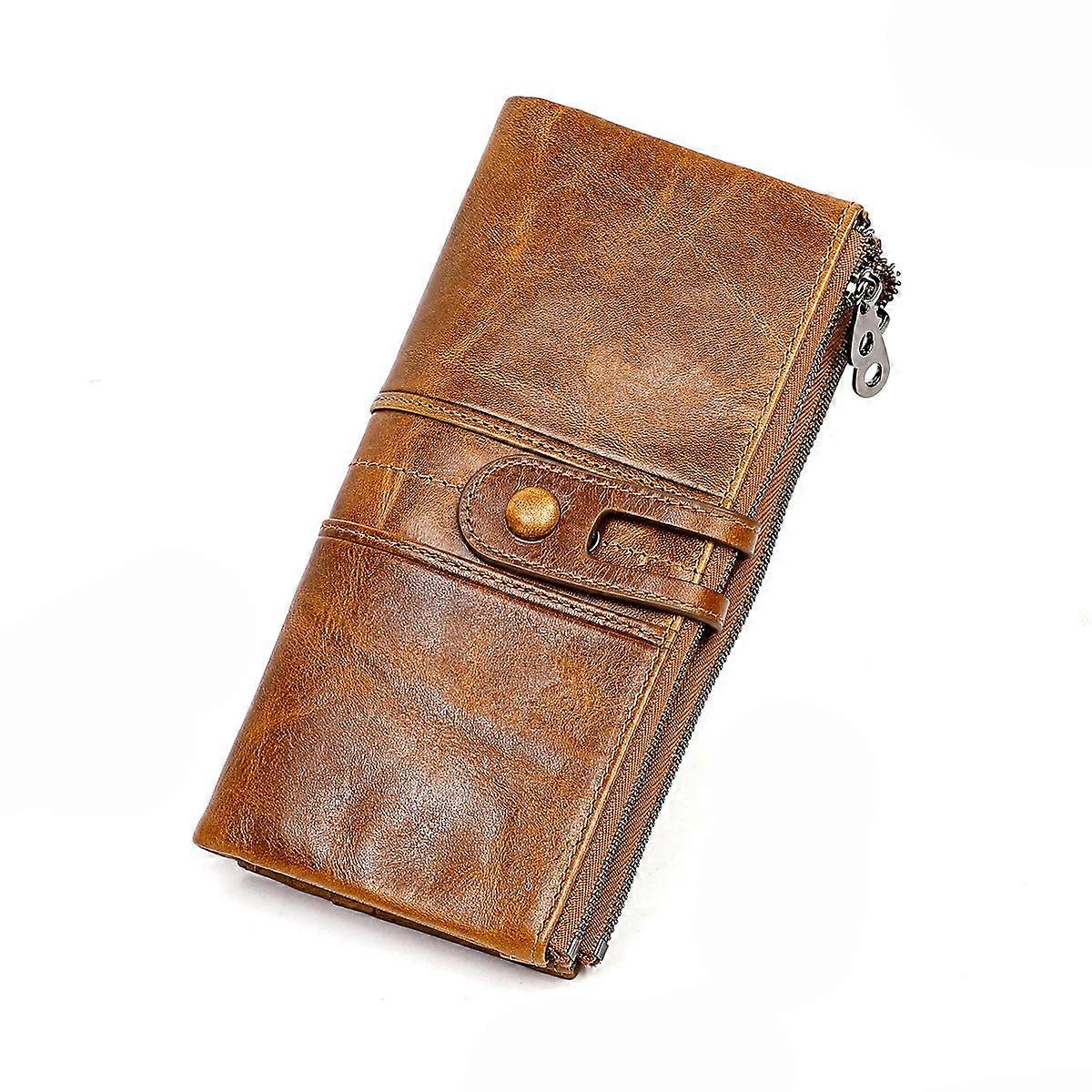 Women's Wallet, Leather Zipper with RFID Blocking Function, Women's Wallet, Large Capacity Genuine Leather Women's Wallet