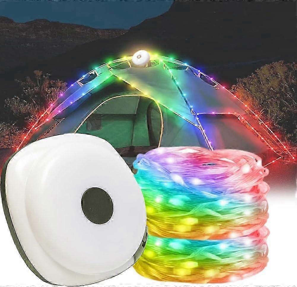 Lampe de camping, guirlandes lumineuses USB 2 en 1 Camping 10 m, auvent de camping guirlandes lumineuses, lampe de camping portable étanche IP67