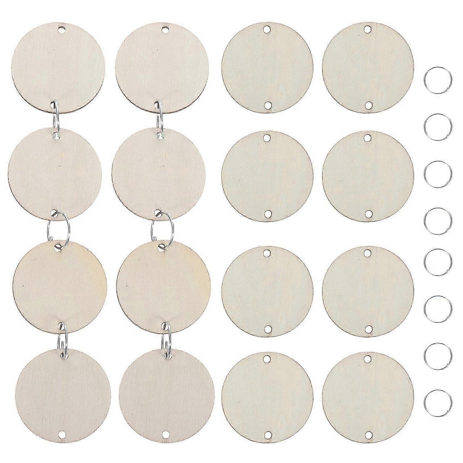 50PC DIY Calendar Reminder Record Round Wood Piece Plaque Home Decoration Pendant Creative Teaching