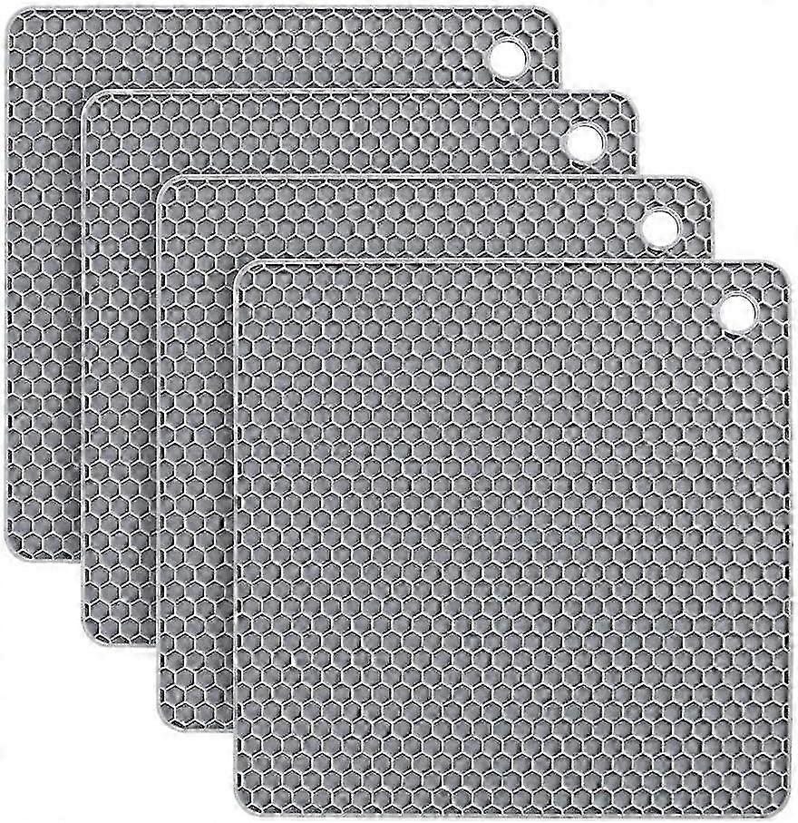 Confezione da 4 tappetini per sottopentola in silicone spesso - Cuscinetti caldi quadrati resistenti al calore