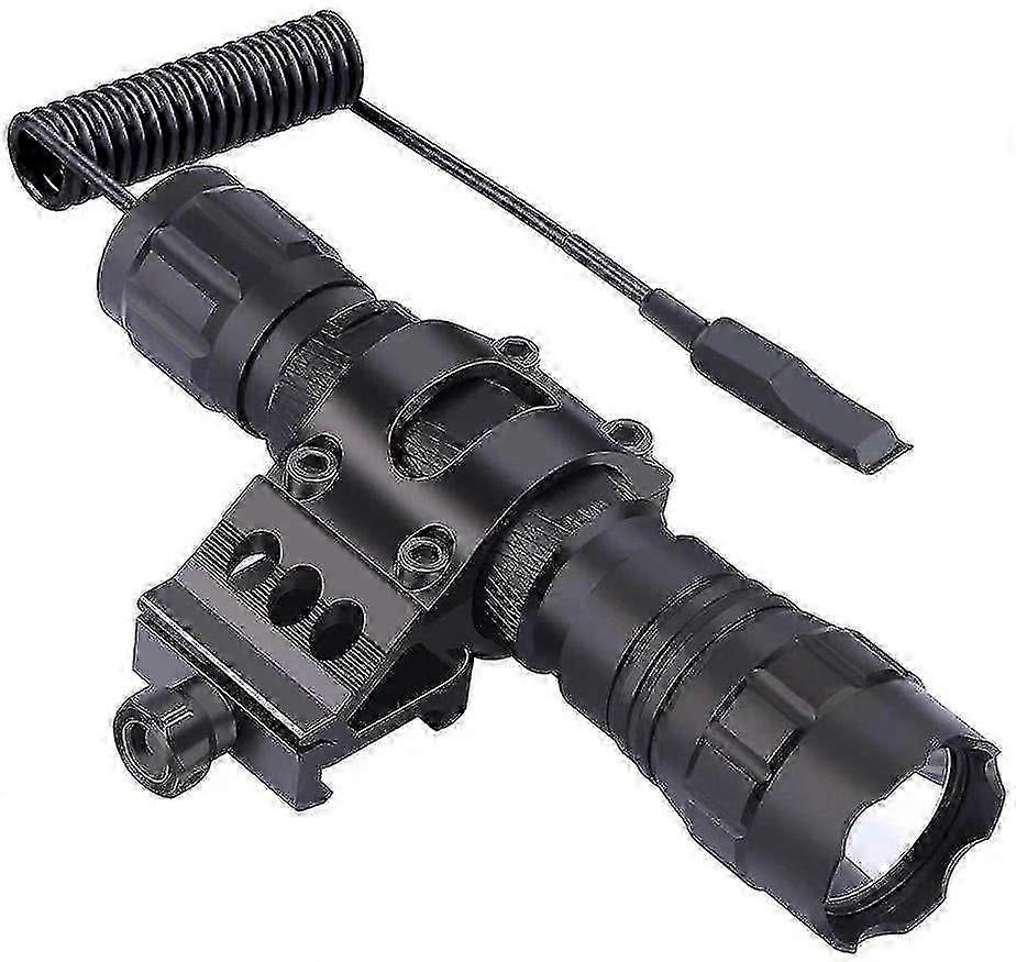 Led Tactical Flashlight, 1 Flashlight Mode, With Push Button Switch And 45 Mounting Rail, Side Offset Ring