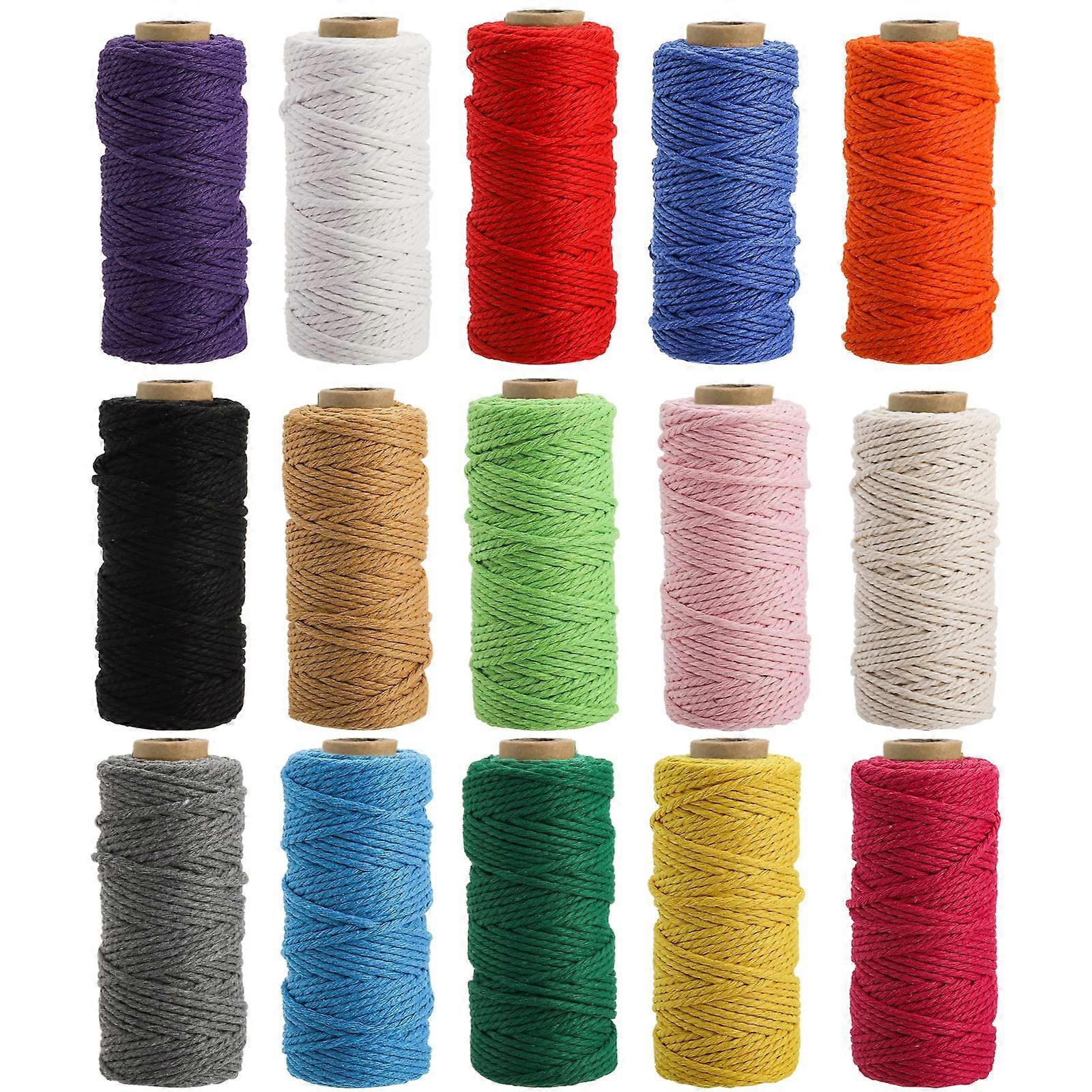 15 Rolls Macrame Cord, 2mm x 480 Yards Natural Cotton Twine for Crafts