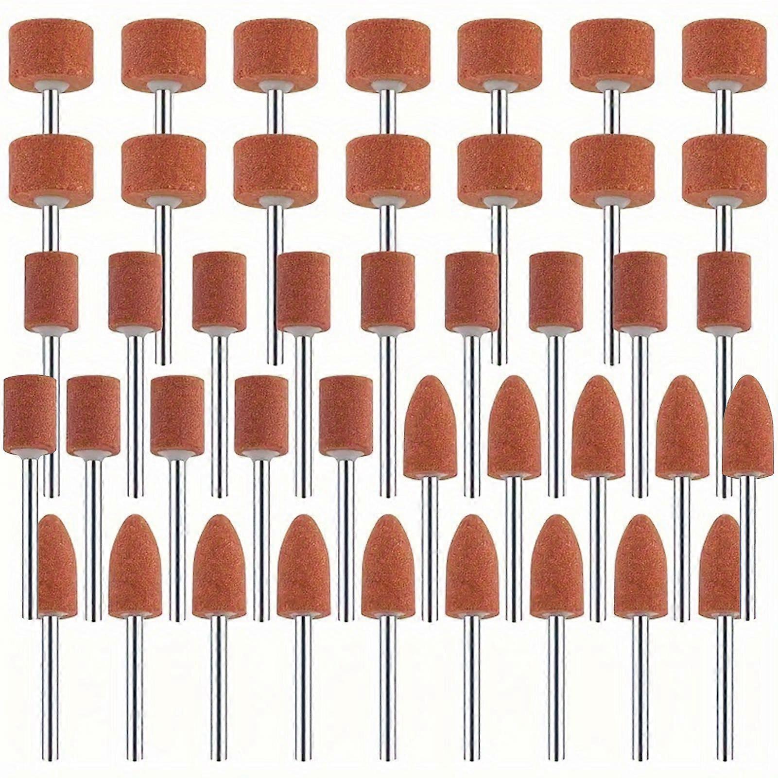 Corundum Sanding Tip Set, 42-Piece Stone Grinding and Polishing Heads, 1/8 Inch Shank Size for Deburring and Finishing