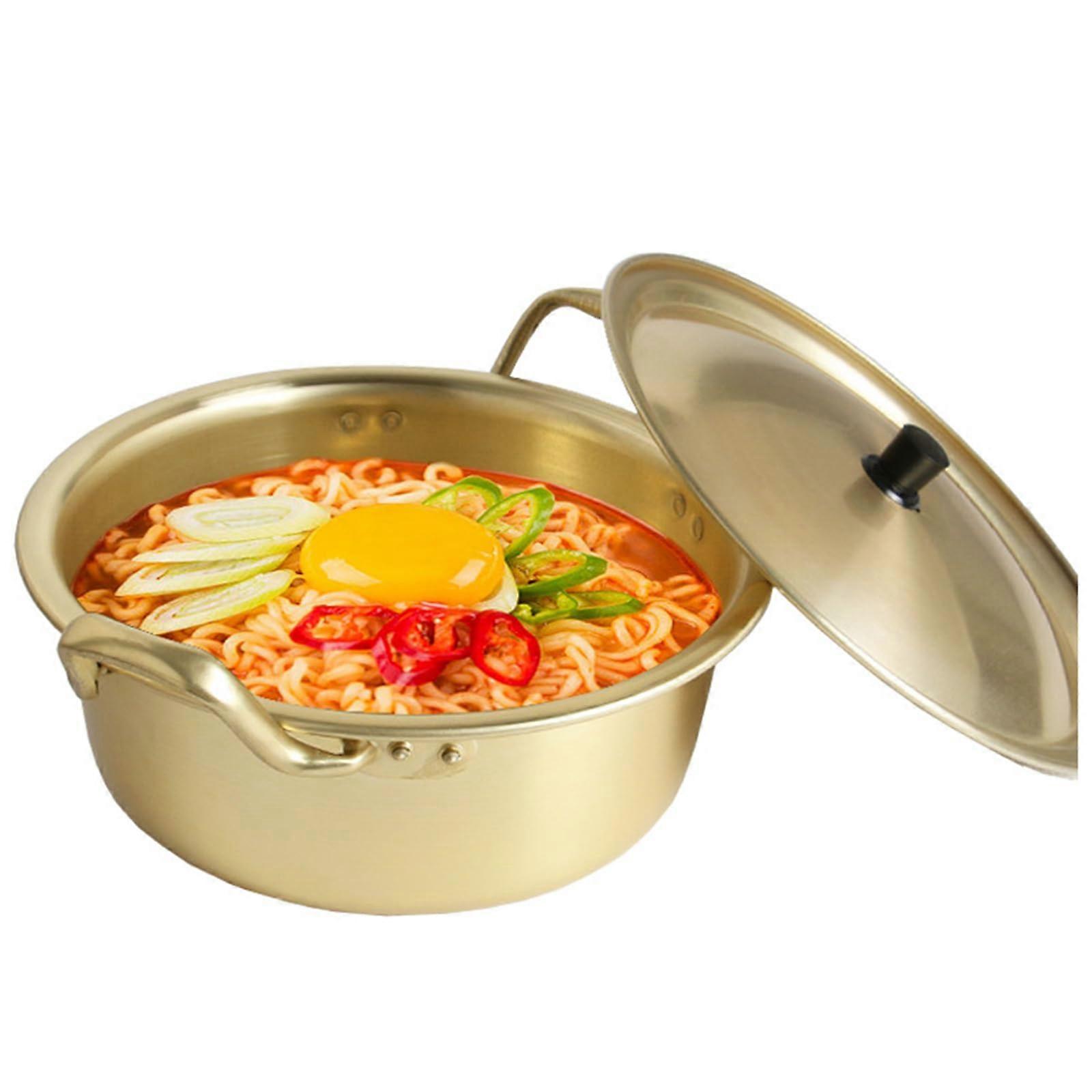 Korean Noodle Pot Ramen Cooking Pot with Lid - 20cm Aluminium Stockpot for Soup, Curry, Noodles, and Stew