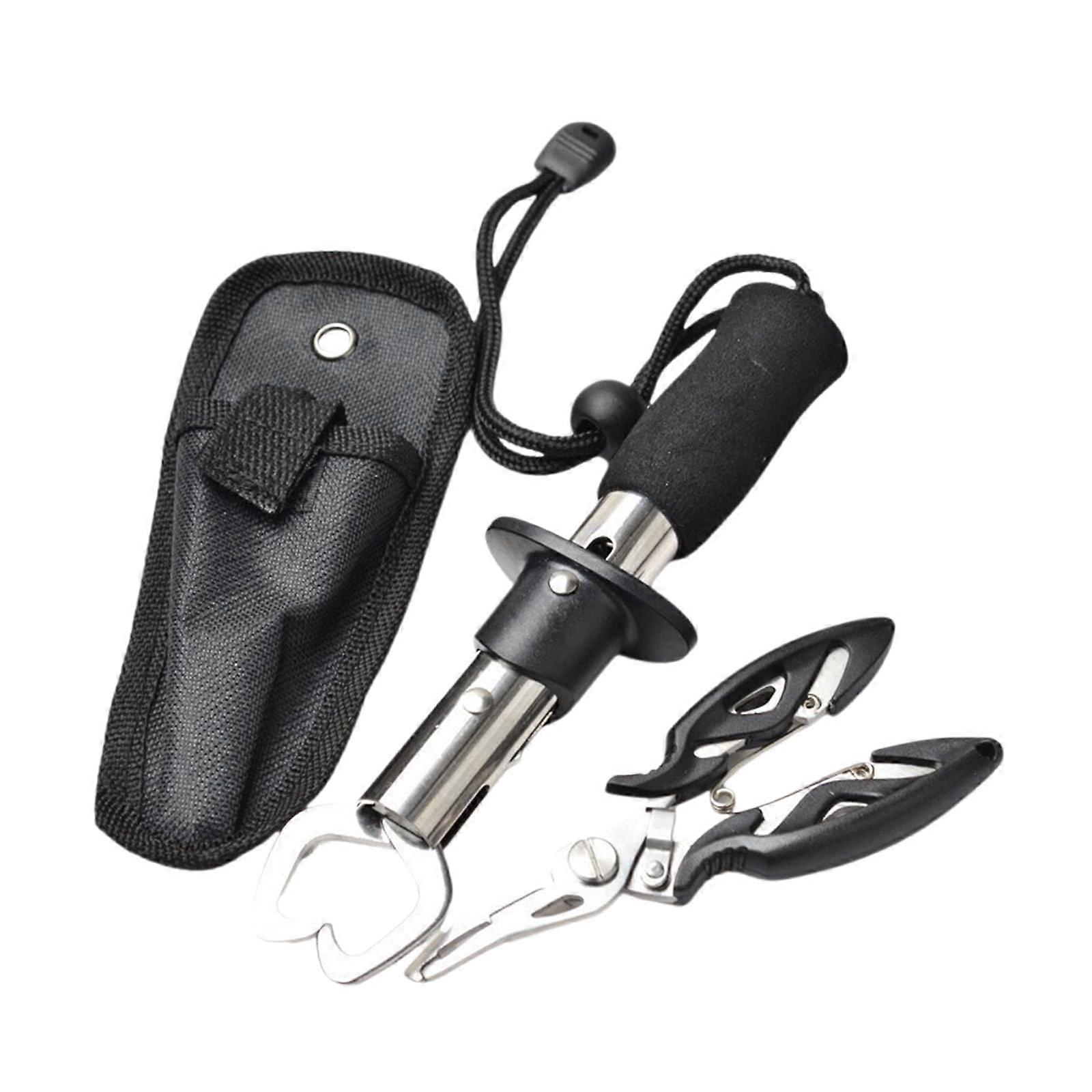 Fishing Pliers Fish Gripper Lip Gripper Multi-Function Line Cutter Hook Remover with Storage Bag and Split Ring Pliers