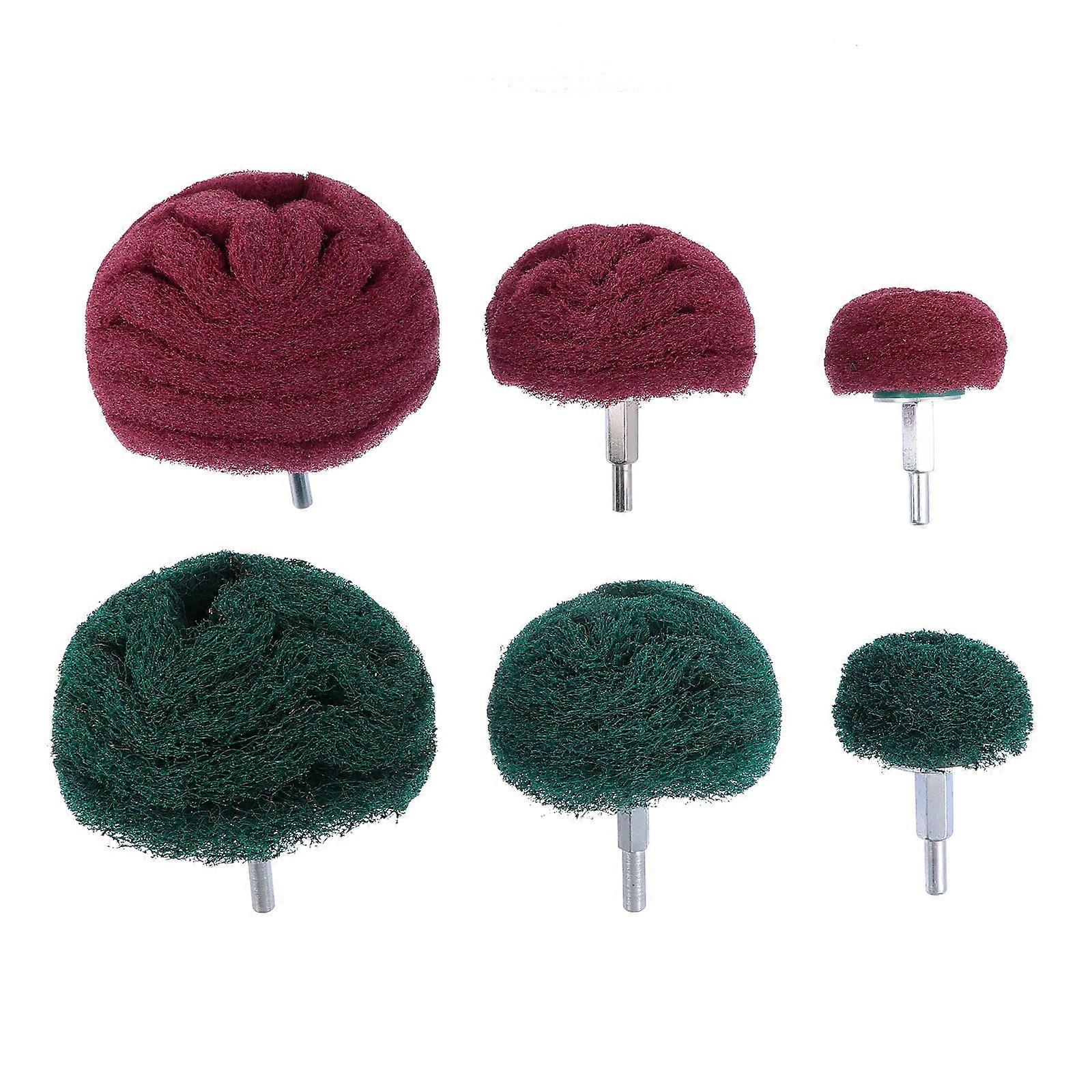 Red Scouring Pad Buffing Wheels for Polishing Metal and Wood with Smooth Finish 6pcs