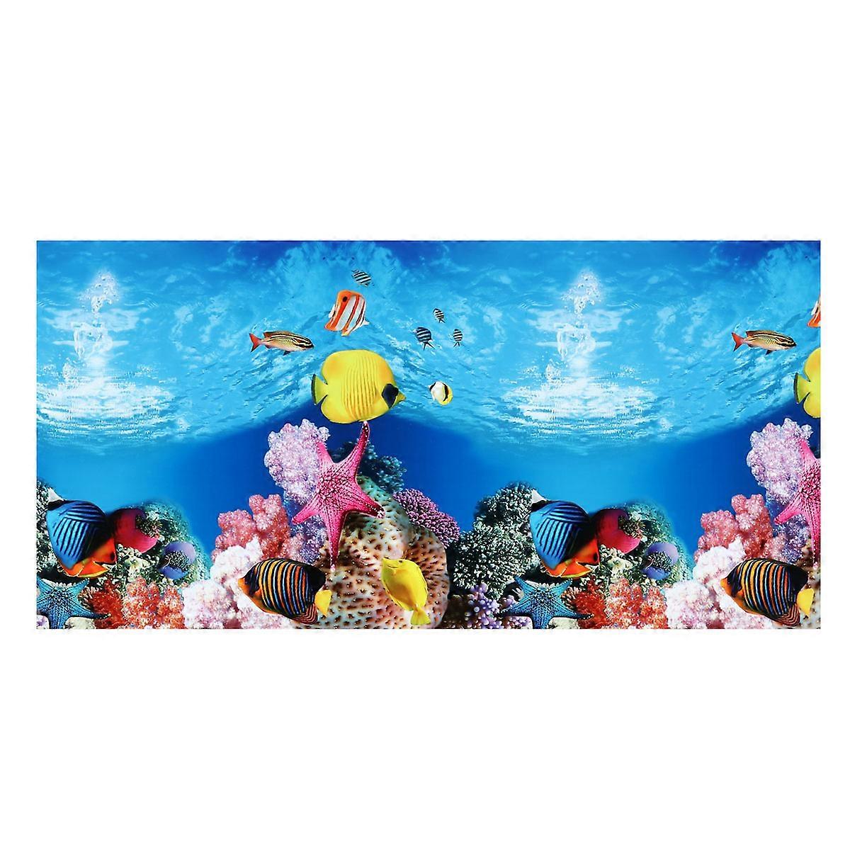 水族館ステッカー3Dシースケープ背景両面壁デカール壁紙水槽の装飾マルチ62x40x0.05cm防水1セット