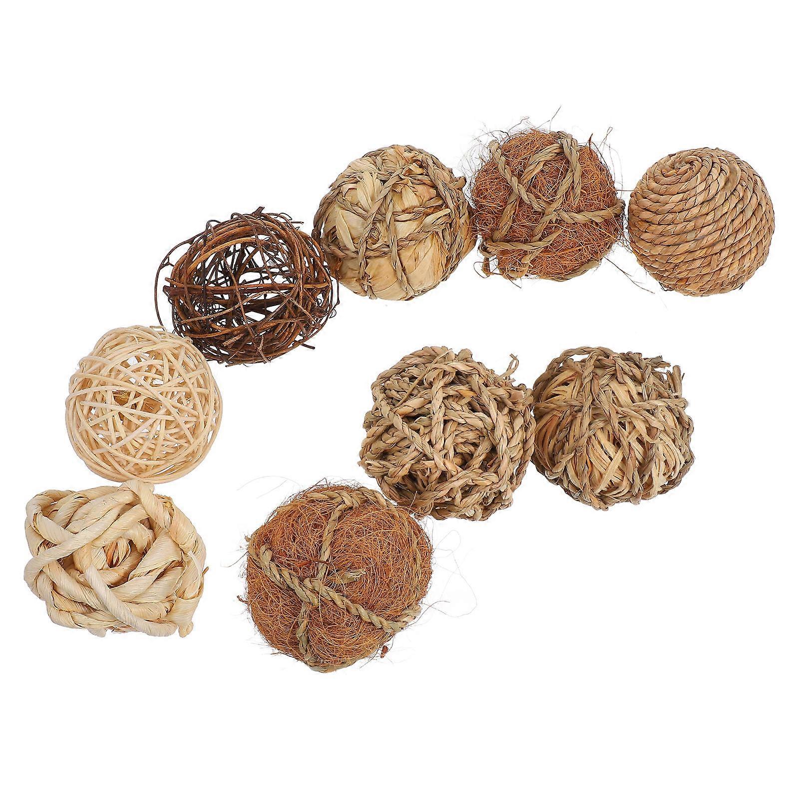 9pcs Rustic Hollow Out Decorative Balls for Centerpieces, Bowls, Vases – Wicker, Rattan & Moss Style Orbs for Home Table Decoration