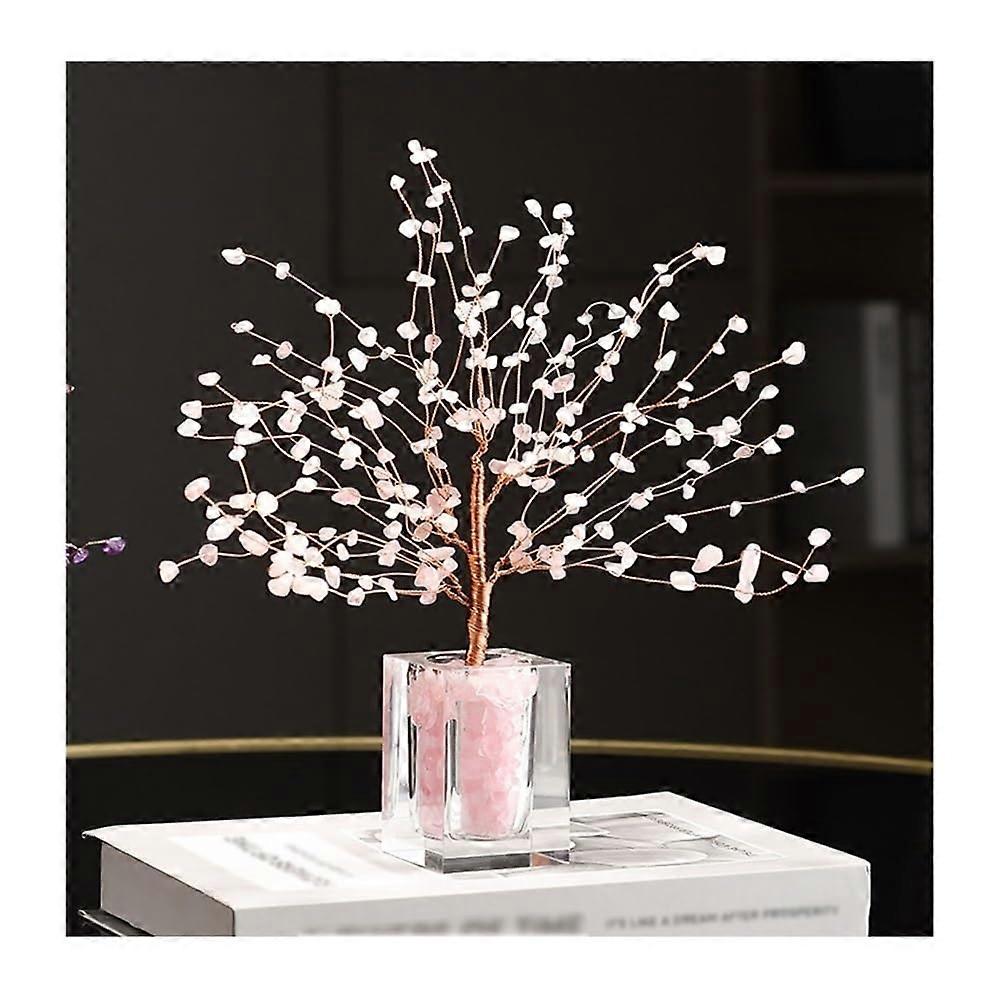 ChakraTree, GemstoneMoney Tree for good luck – Feng Shui CrystalBonsaiDecor for home and office (Pink)