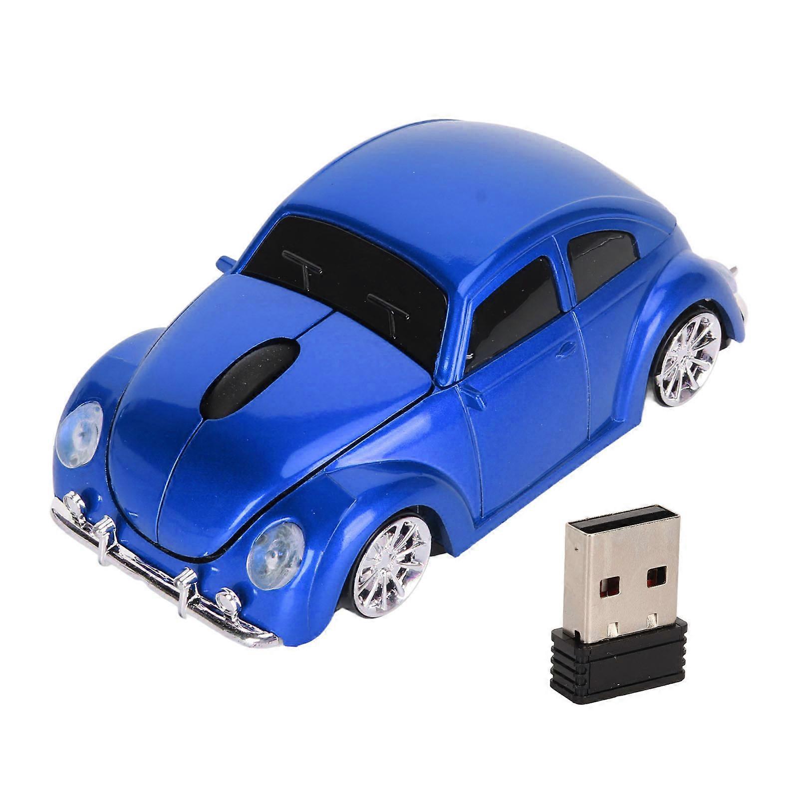 Red Wireless Mouse Sports Car Style 2.4GHz USB Receiver 1600 DPI LED Headlamp Office Mouse for Laptop Desktop PC Blue