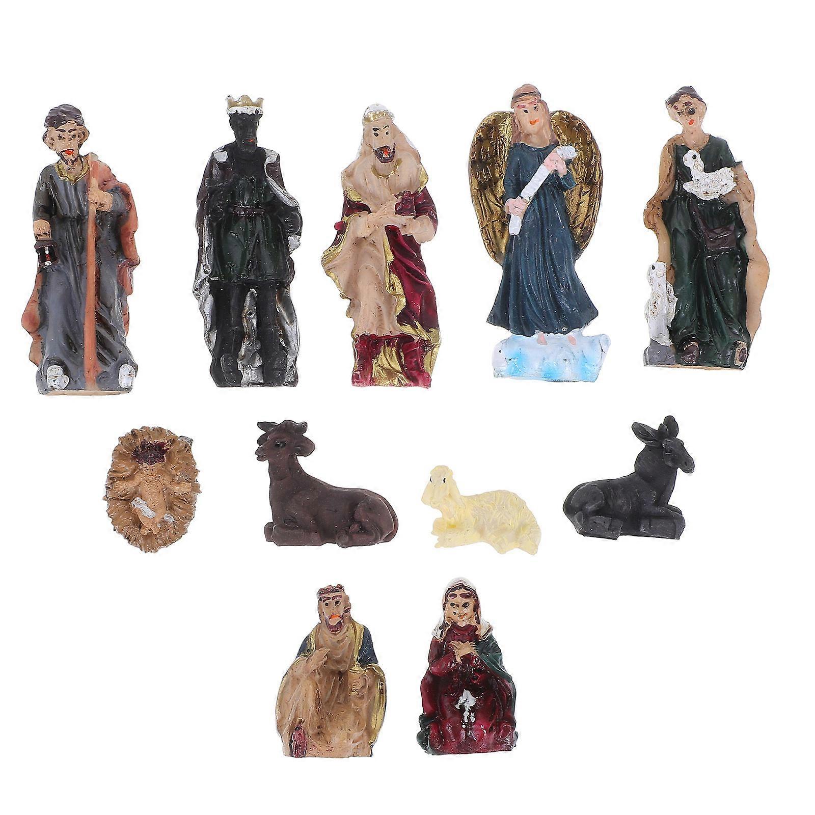 Christmas Figurines Nativity Figurines Set Religious Decoration For Catholics Featuring Jesus Birth Scene Multi-Colored 5.20X2.00X2.00CM 11Pcs
