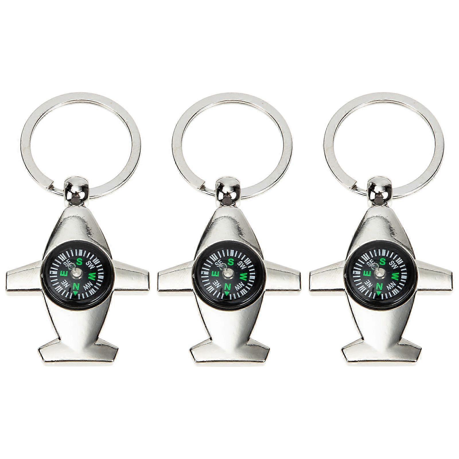3pcs Compass Key Ring Alloy Key Chain Creative Key Pendant Key Hanging Decor