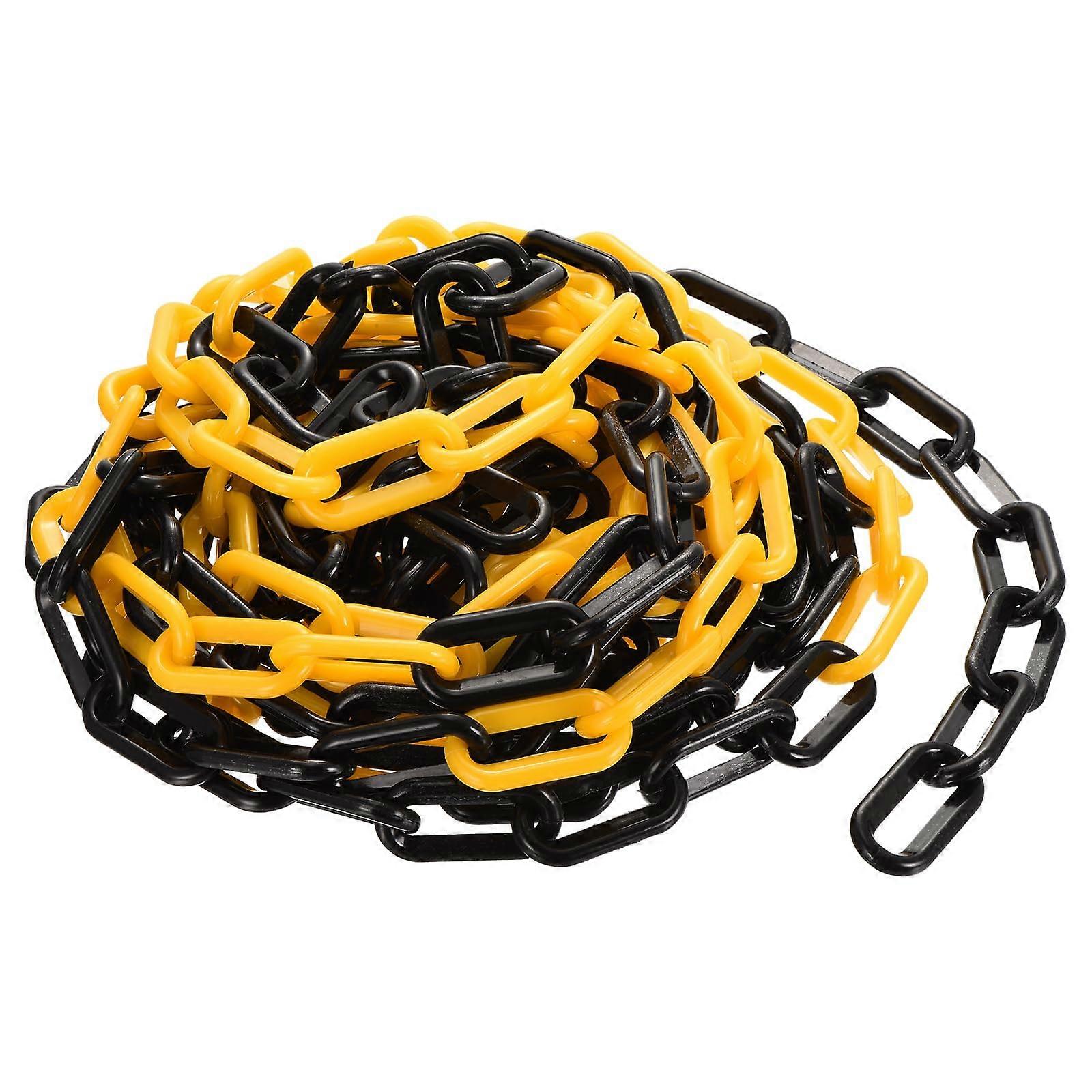 plastic chain links, 4.8 cm, 7.6 m, barrier cha for crowd control, black/yellow