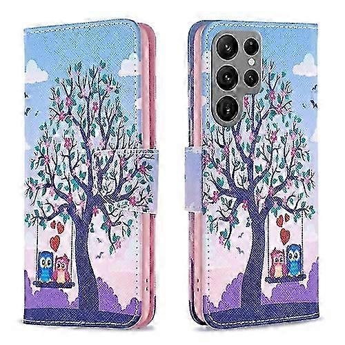 For Samsung Galaxy S24 Ultra 5G Colored Drawing Pattern Leather Mobile Phone Case