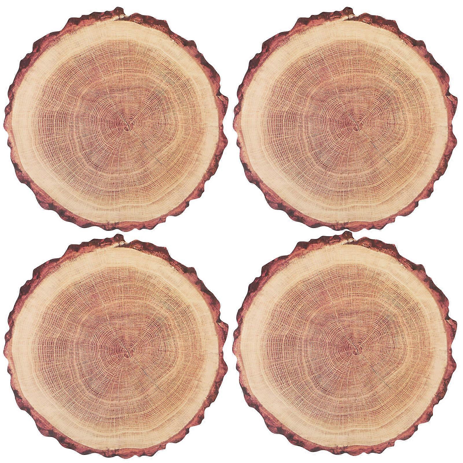 Dining Room Placemats Tree Stump Style Protect Furniture 38.00X38.00X0.10CM Heat-Resistant 4Pcs