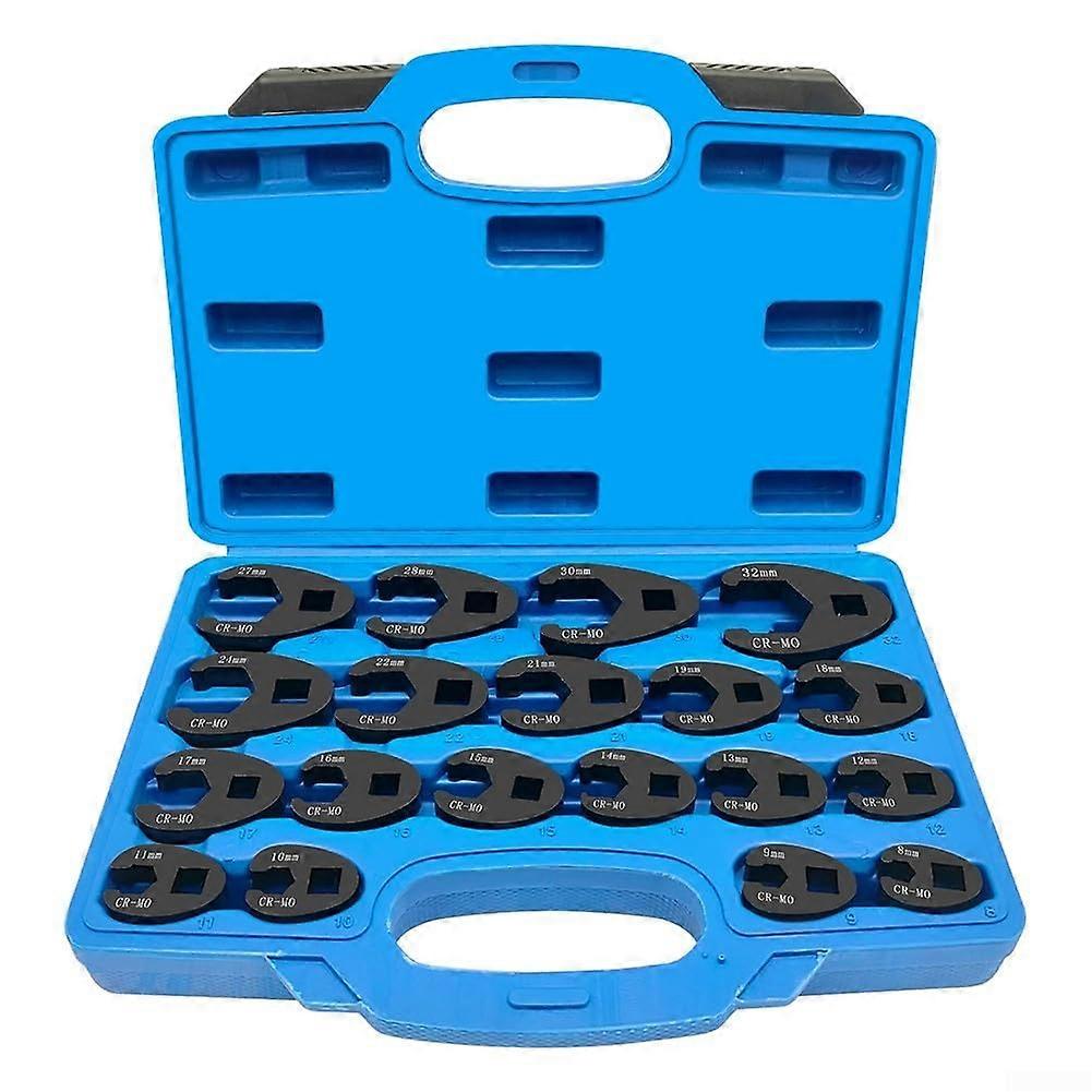 Impact Nut Torque Wrench Set 19-Piece Metric Flare Nut Wrench, 3/8-Inch And 1/2-Inch Drive, Heavy-Duty Blow-Molded Case