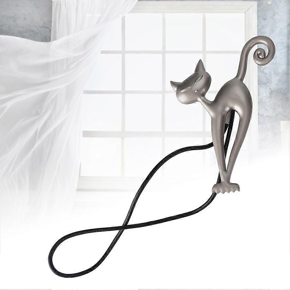 Metal Cat Shape Magnetic Curtain Clips Tie-Backs, Silver, 40cm