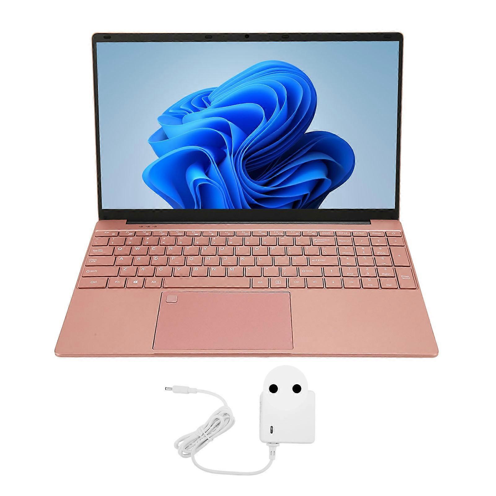 for Windows 11 15.6 Inch Laptop for Intel Celeron N5095CPU 1920x1080 IPS HD Screen 16GB RAM Laptop Computer 100‑240V Pink 16+512G EU Plug