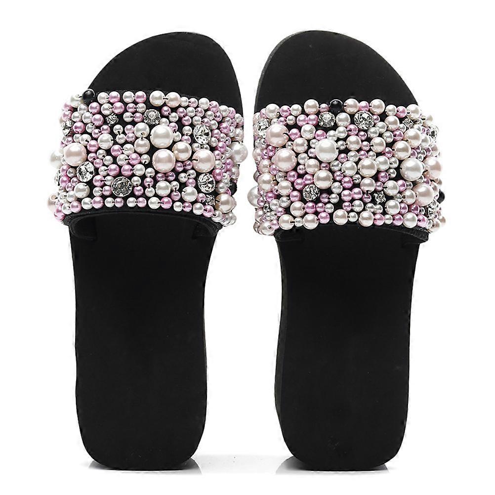 Slippers for Women Indoor Anti-slip Stylish Wedge Slipper 9.2355 Inch Black