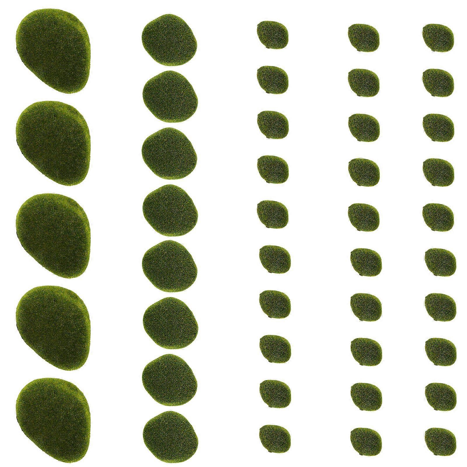 Moss And Artificial Moss Rocks Background Wall Layout Decors DIY Projects 43Pcs