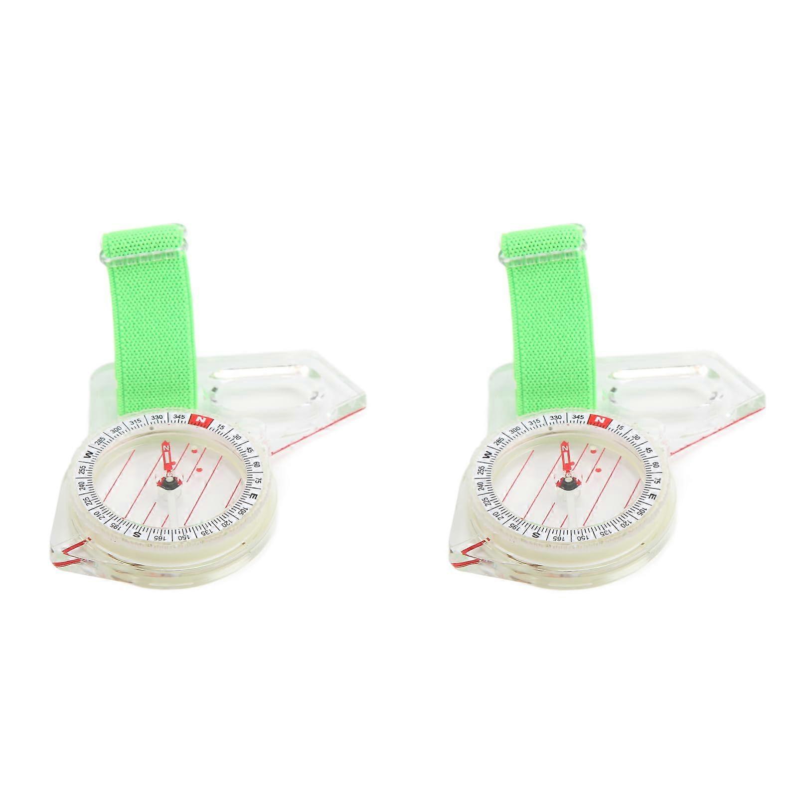 2-Piece Orienteering Compass Set, Clear Scale Hiking and Backpacking Compass, Professional ABS Wilderness Survival Thumb Compass with Glow Point