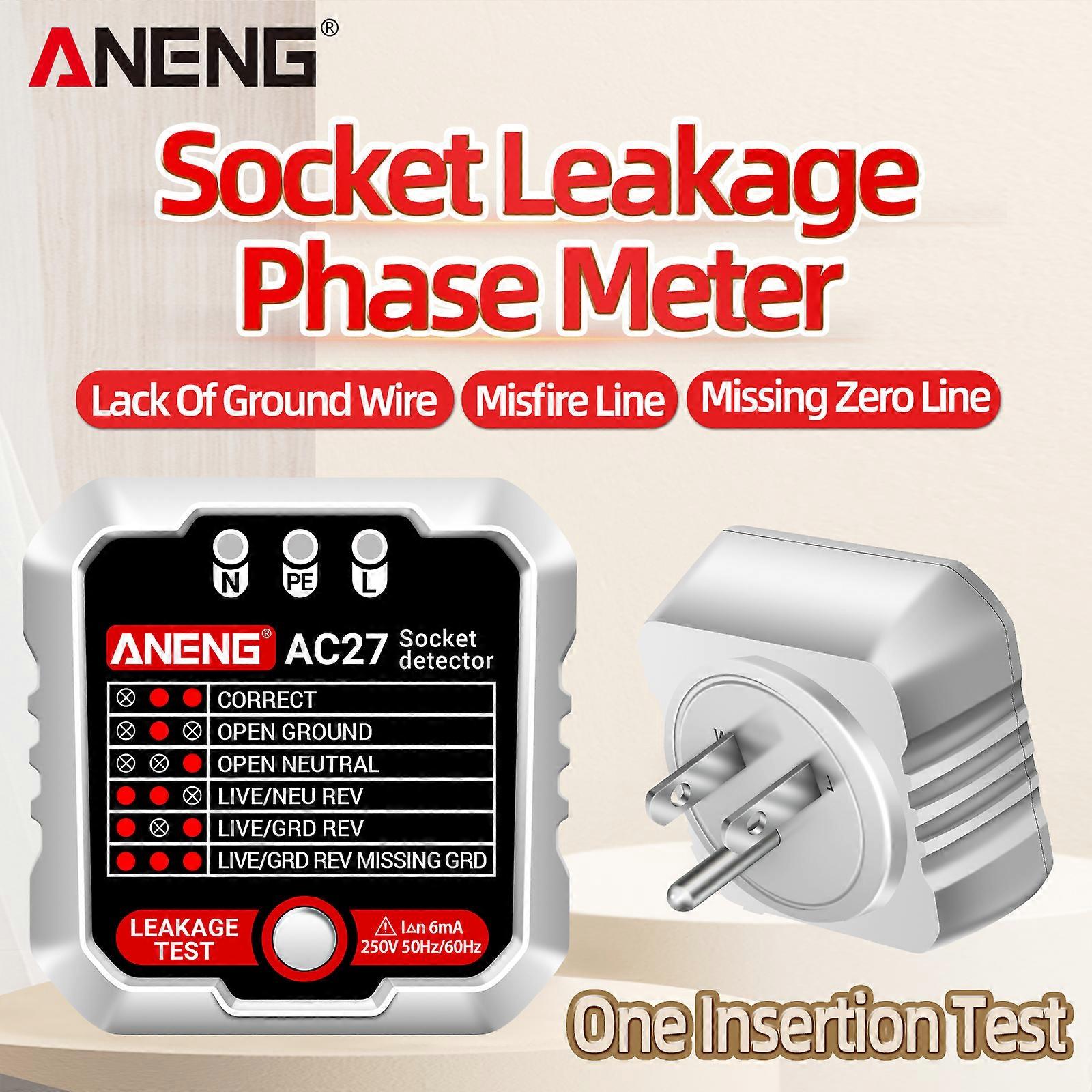 ANENG Outlet Tester 250V Fast Detection Socket Tester Receptacle Detector Leakage Plug Polarity Ground Line Automatic Electric Circuit Polarity Volta