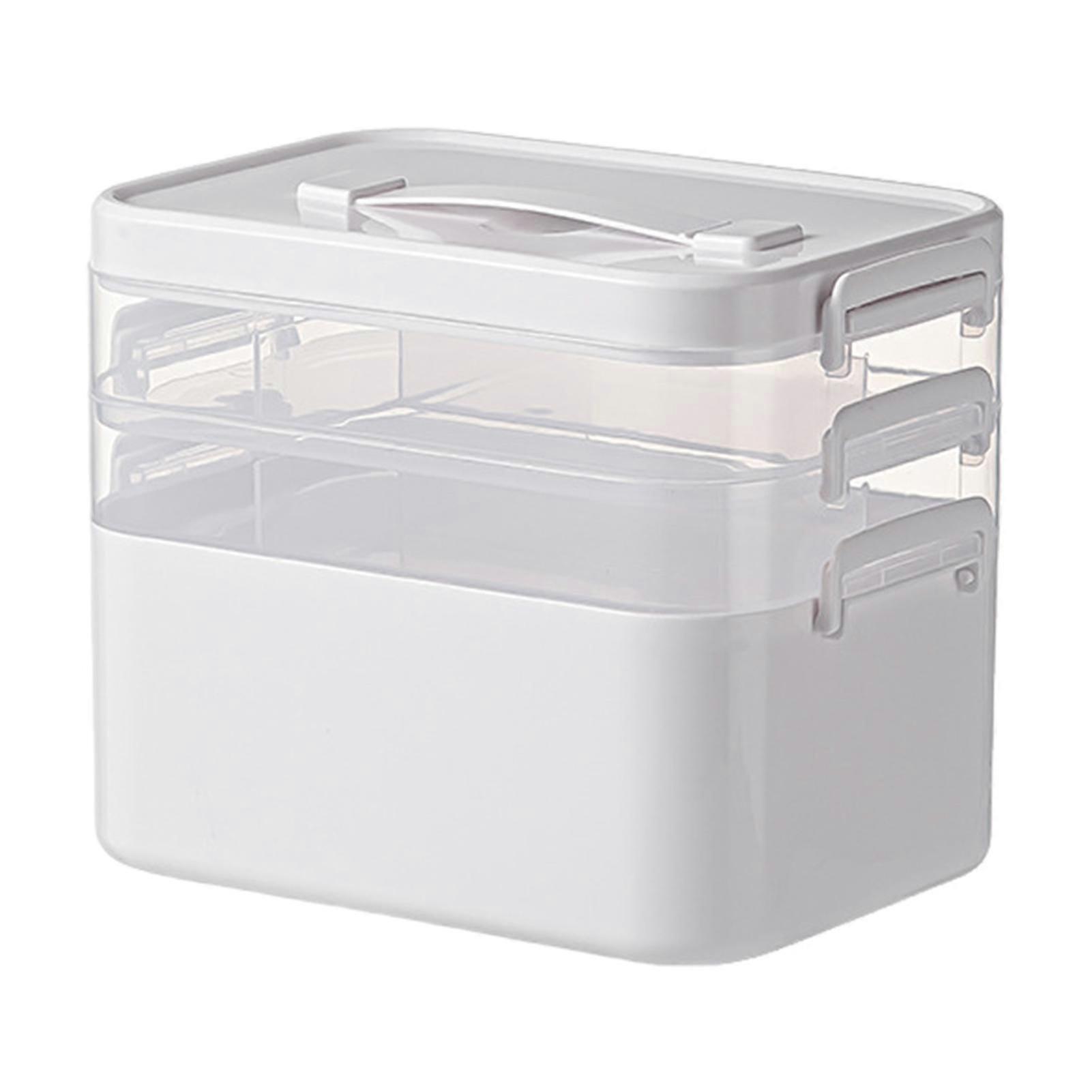 4-Tier Medicine Organizer - Portable Medicine Cabinet with Leather Handle, Empty First Aid Kit for Home