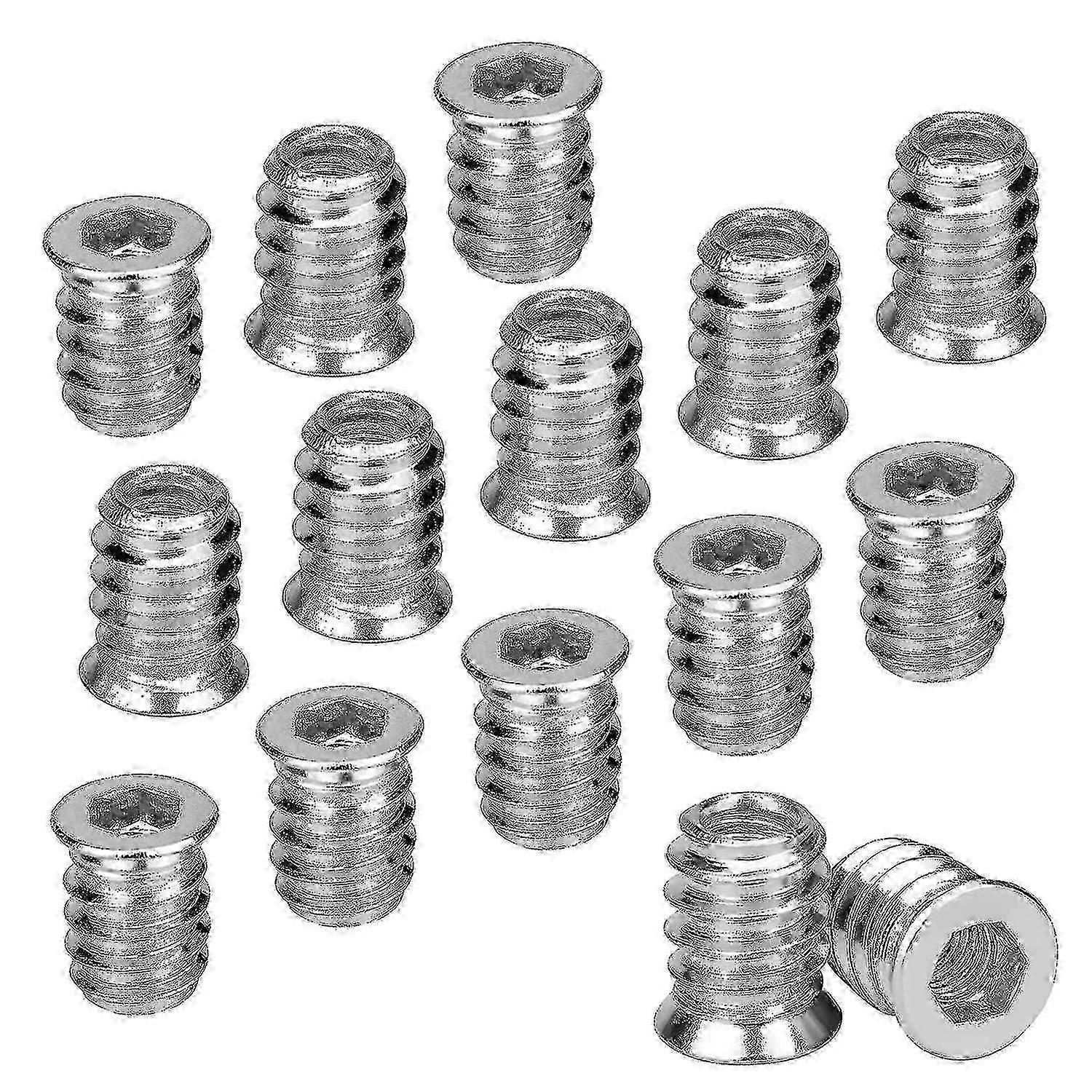 100pcs Insert fileté en bois Hex Nut M6 X 15mm Zinc Alloy Screw Insert Threaded Socket Head Screw M6 Wood Insert For Furniture Chairs Wooden Beds