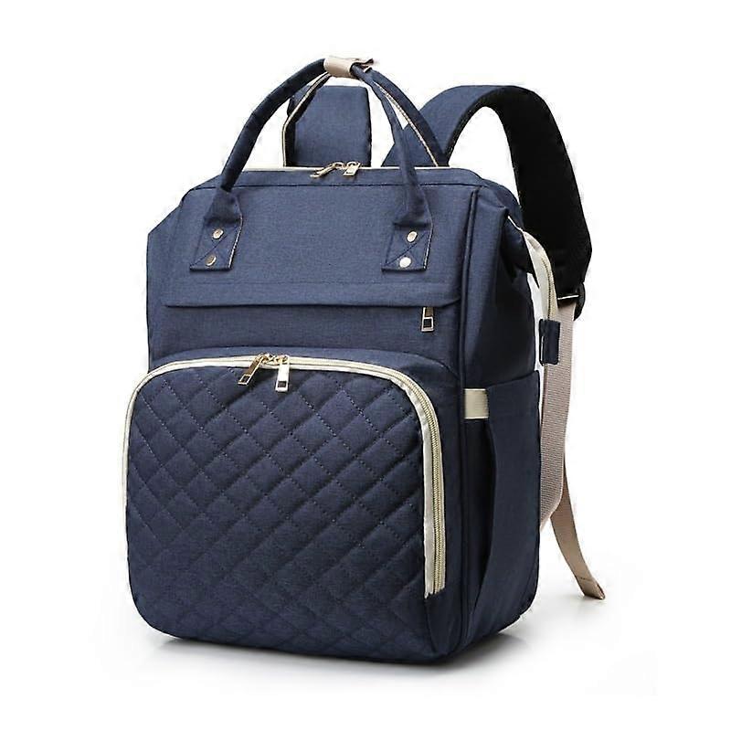 Diaper Bag Backpack Waterproof Large-Capacity With Insulated Pockets And Stroller Straps Blue