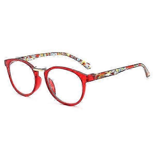 Red Patterned Round Oval Reading Glasses Strength 1.0 for Suitable for Certain Brand