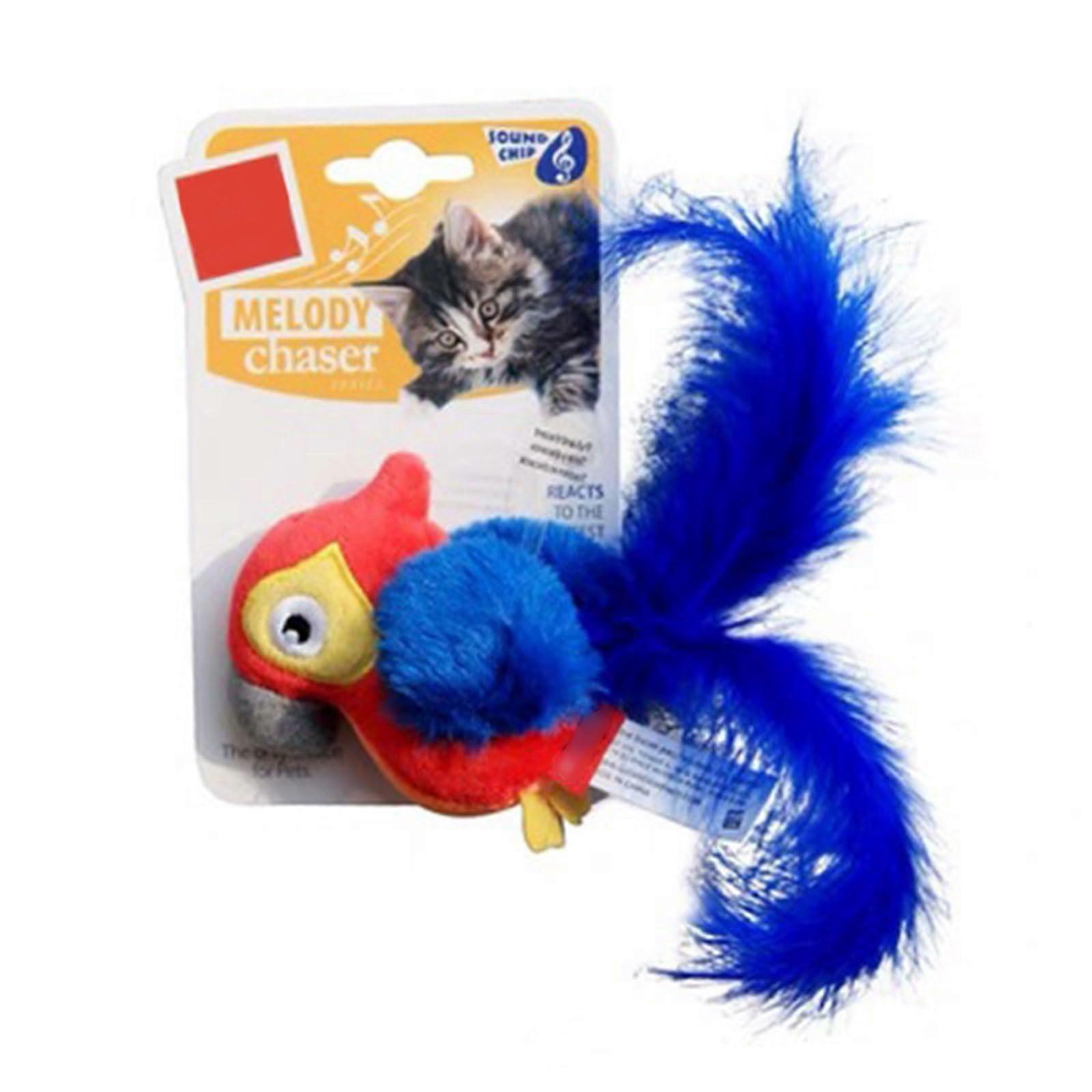 Durability Plush Cats Toy Rechargeable Squeaky Bird Toy For Cats Interactive Melodies Red Parrot Model 7